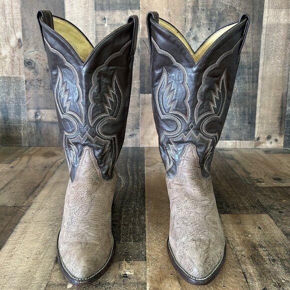 Tony Lama 6258 Vintage Sueded Bull Shoulder Cowboy Boots Mens 8 D - Picture 5 of 12